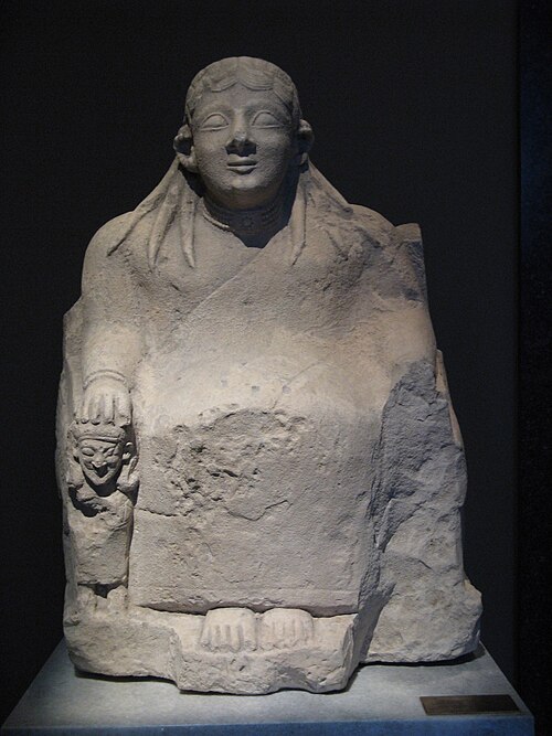 A seated goddess in the Kunsthistorisches Museum, Vienna, titled Astarte (goddess) on Wikimedia Commons