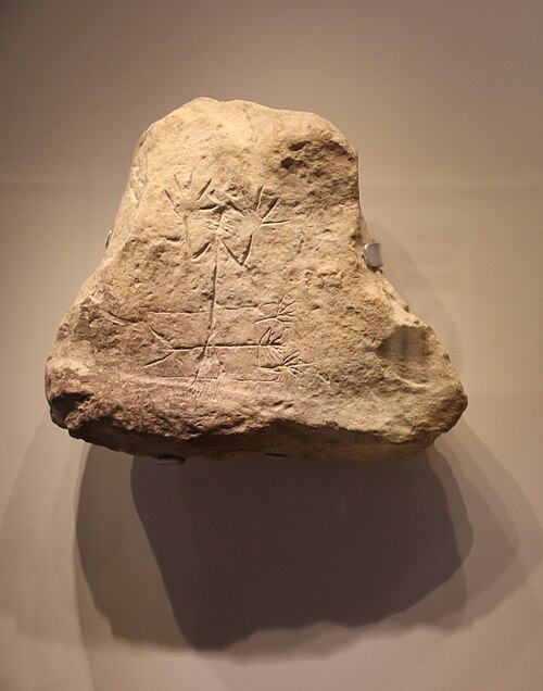 Incised chalk stone from the palace of Arad, 3000 to 2650 B
