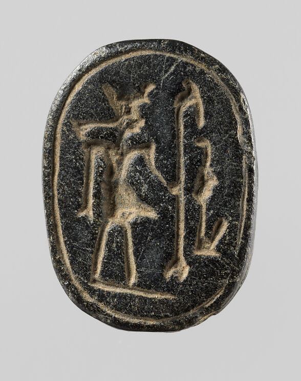 Scarab with Representation of Baal, about 1300 to 1080 B