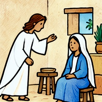 The angel comes to Mary